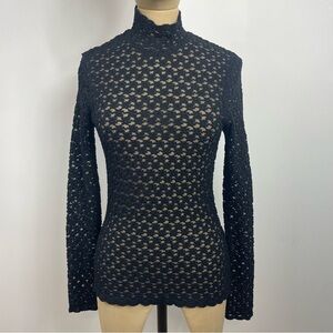 VTG Victorian Top Alberto Makali Lace Med Black Floral BohoGoth Alt Grunge Sheer